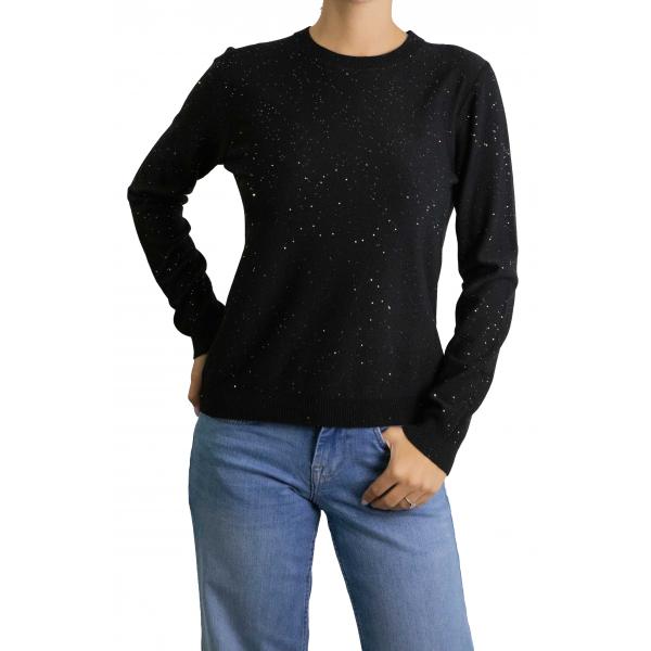 Maglioncino tinta unita con brillantini girocollo 